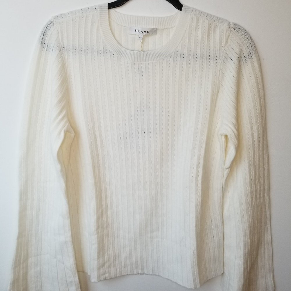 NWT FRAME Pointelle Rib Knit Large Sweater - Picture 5 of 15
